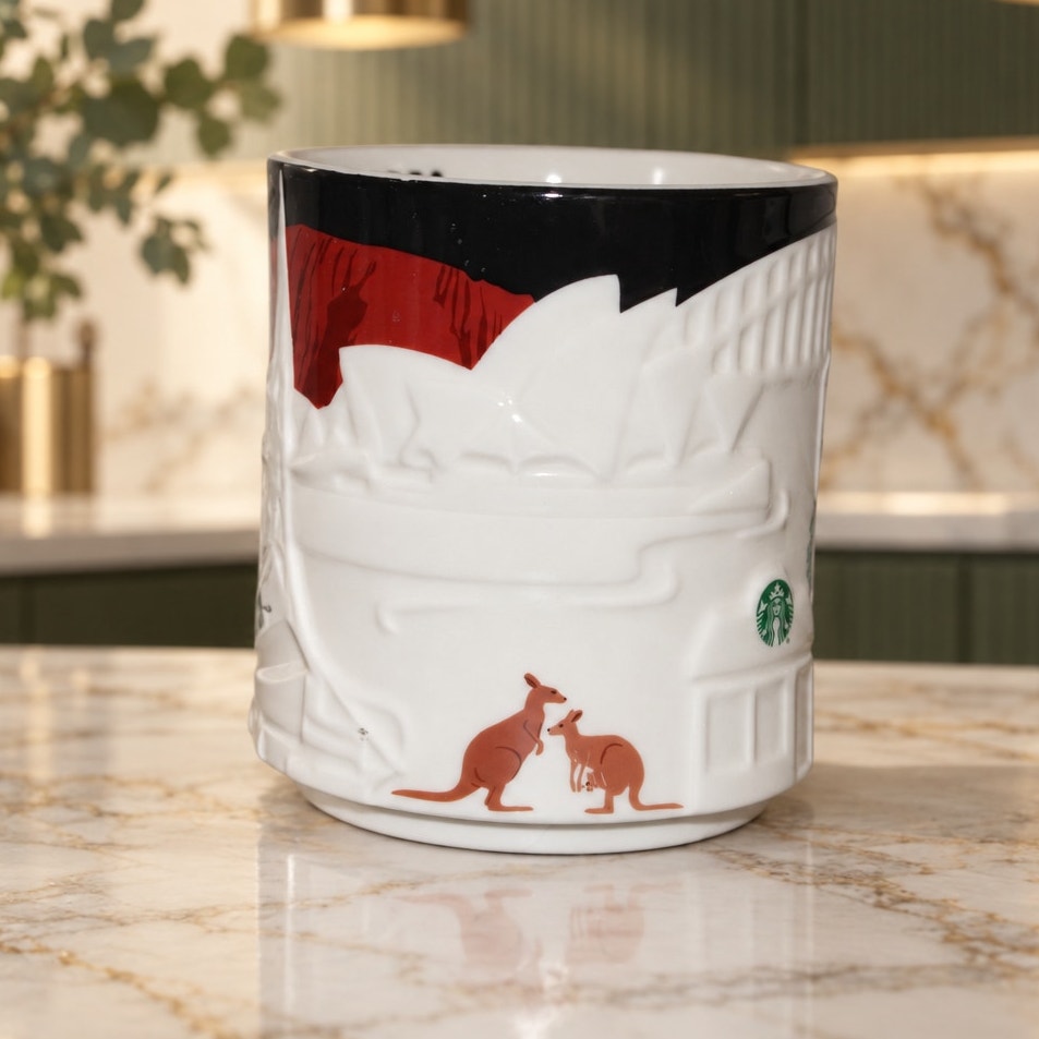 HTF Starbucks Australia 16oz Relief Mug Kangaroo Opera House EUC
