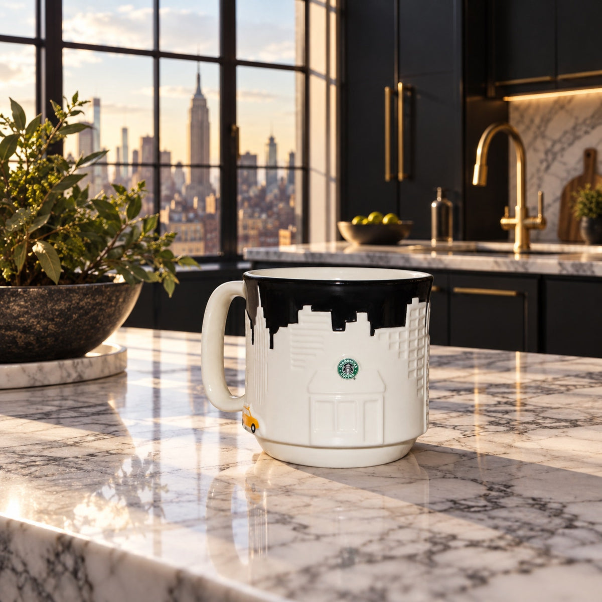 Starbucks New York City Skyline 3D Taxi Bone China Collectors Series Mug