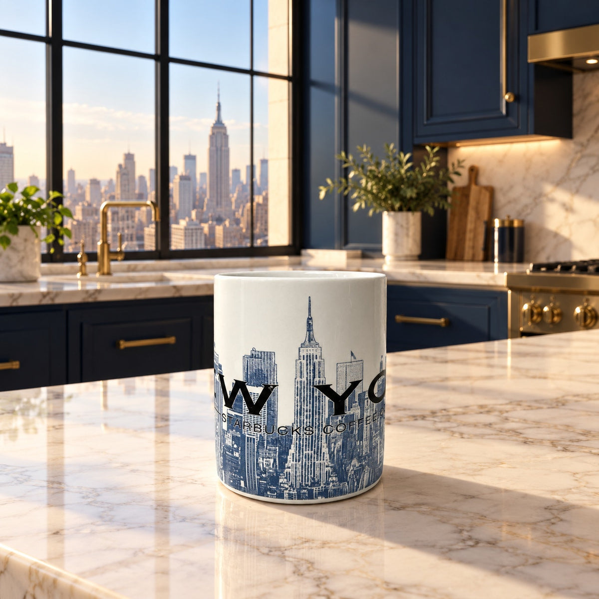 STARBUCKS 2002 New York City Skyline Mug Big Apple Barista Coffee Cup EUC