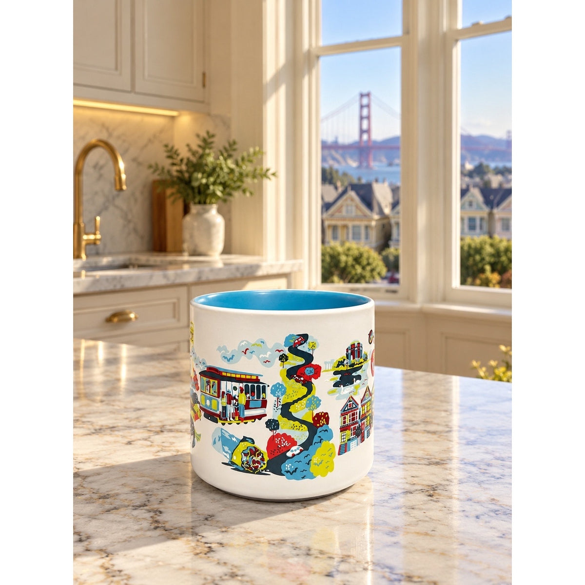 Starbucks San Francisco Discovery Series Mug 14 oz Blue Interior