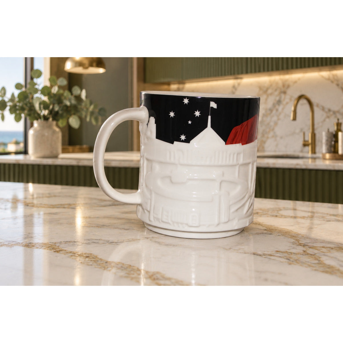 HTF Starbucks Australia 16oz Relief Mug Kangaroo Opera House EUC
