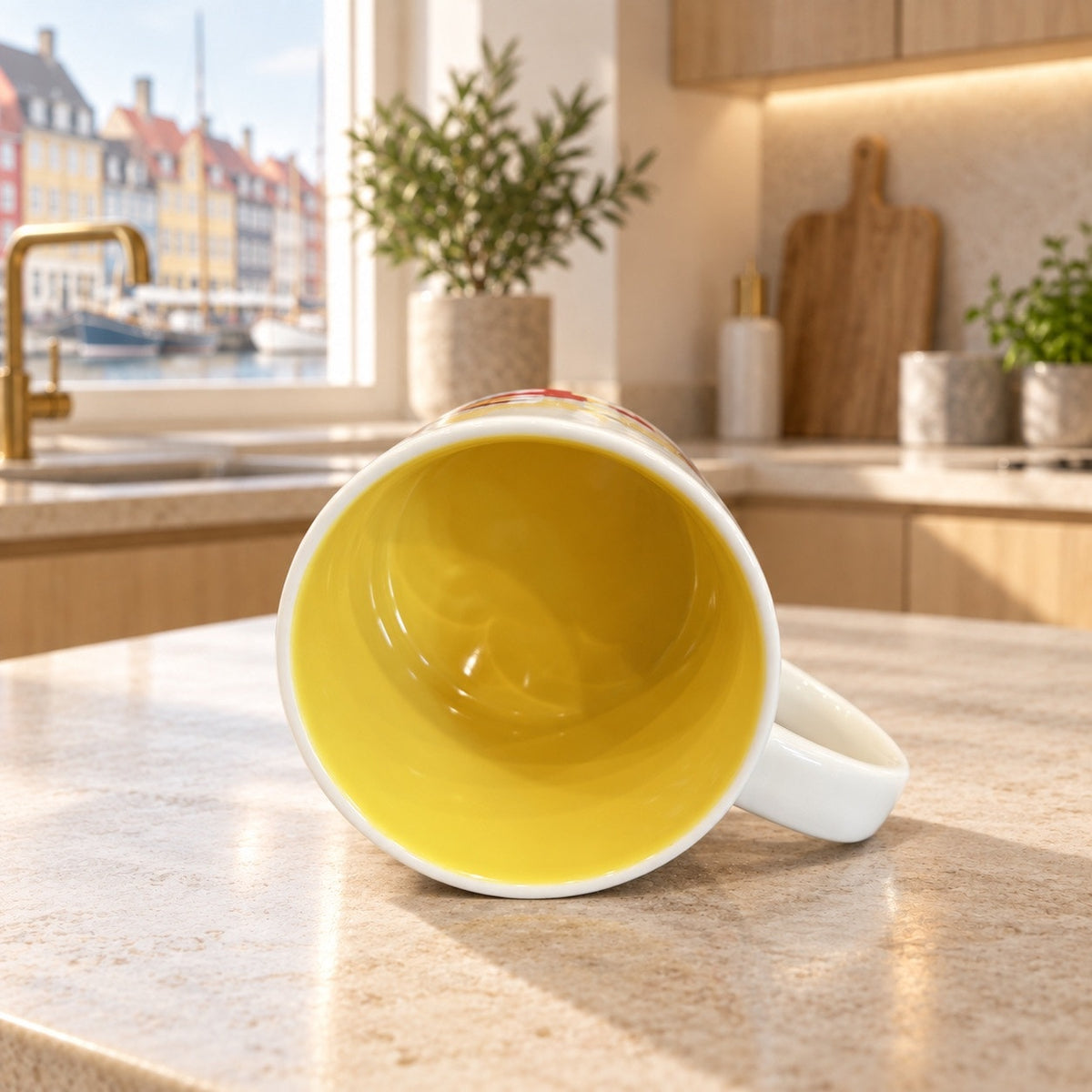 Starbucks Copenhagen You Are Here Mug 14 Oz Denmark Yellow Interior YAH