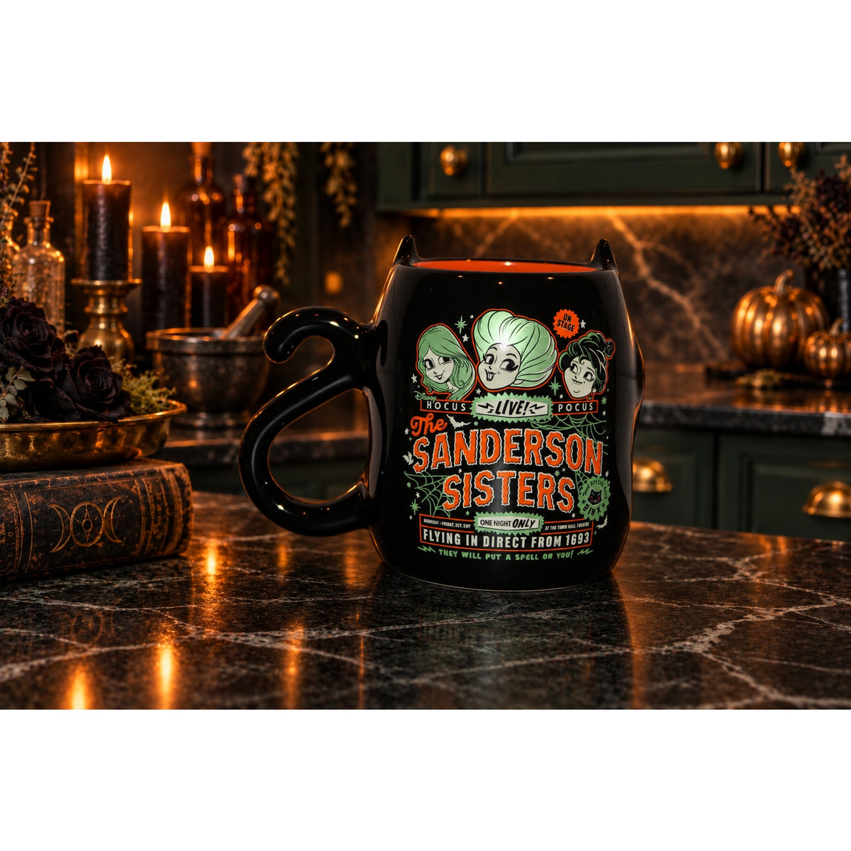 Disney Hocus Pocus Sanderson Sisters Binx Black Cat Mug 15 oz Halloween