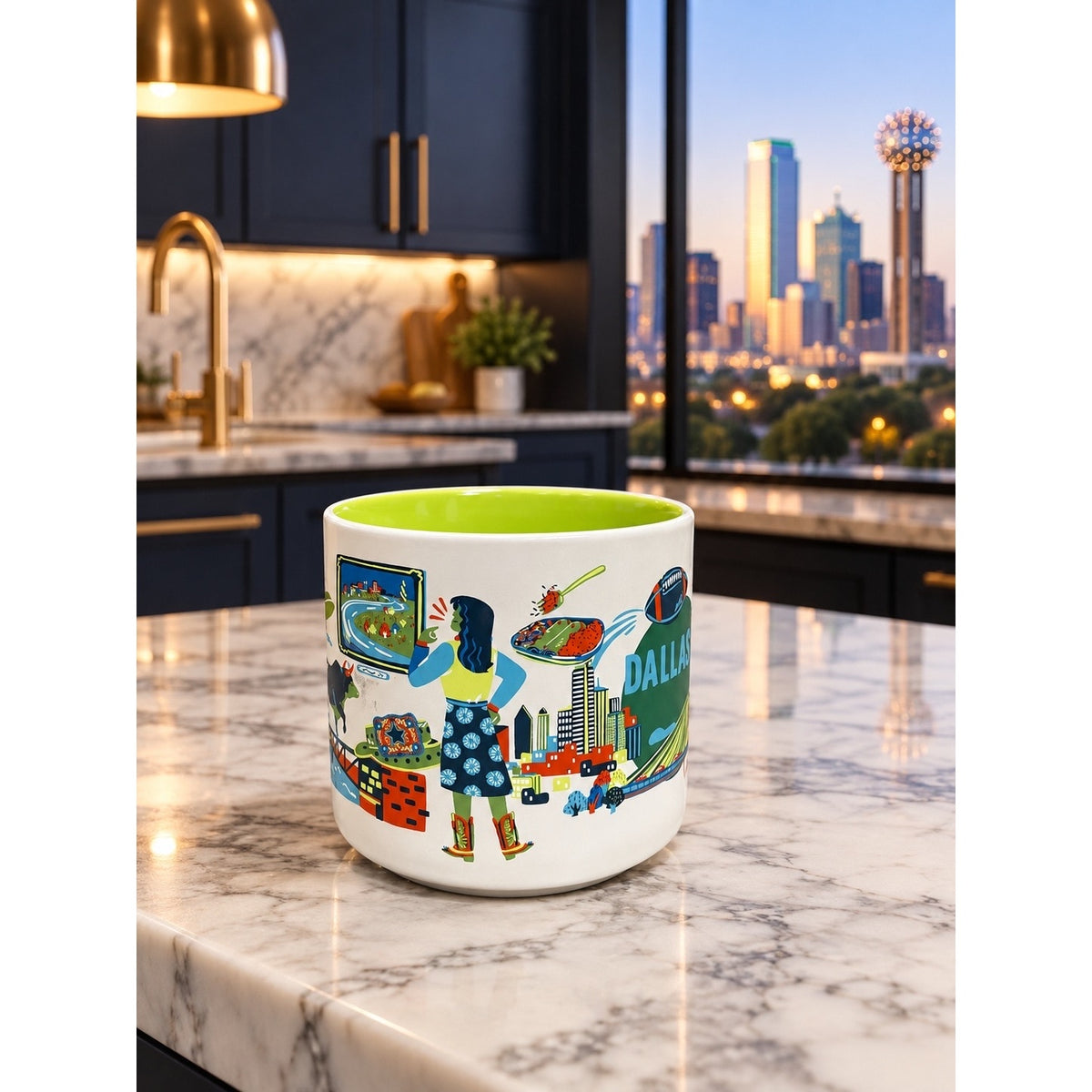 Starbucks Dallas Discovery Series Mug 14 oz Green Interior