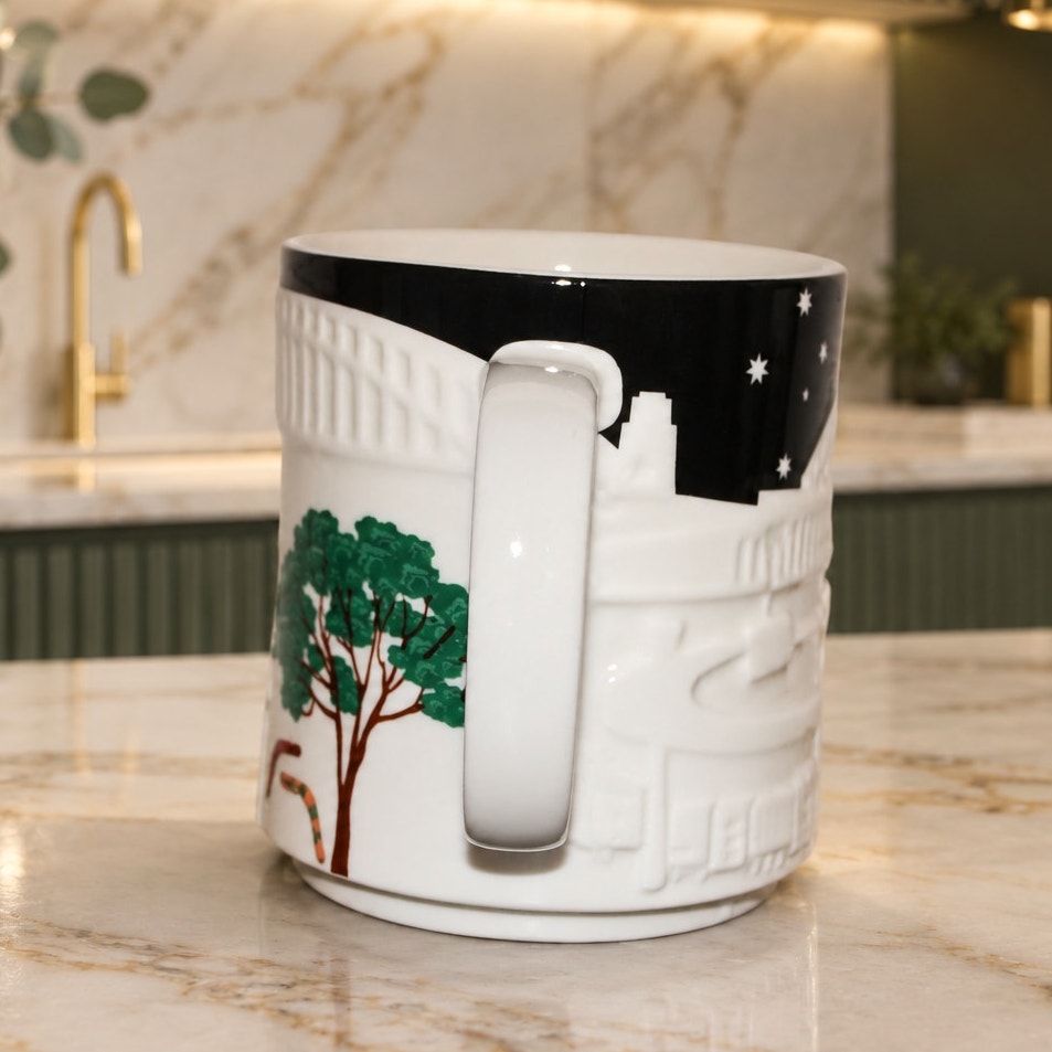 HTF Starbucks Australia 16oz Relief Mug Kangaroo Opera House EUC