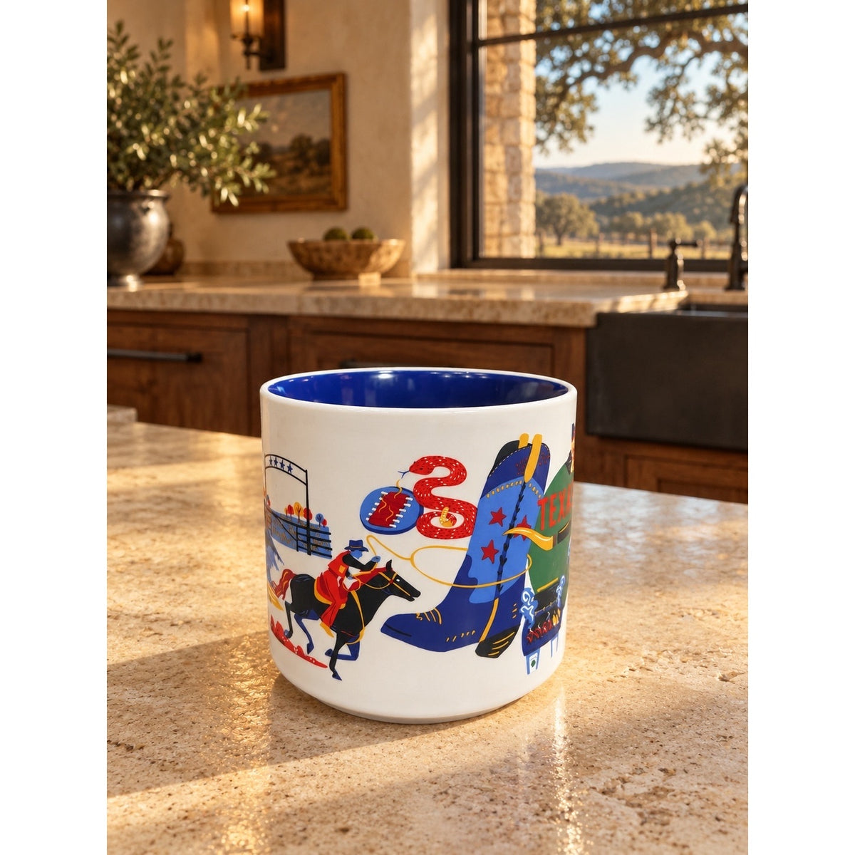 Starbucks Texas Discovery Series Mug 14 oz Cobalt Blue Interior