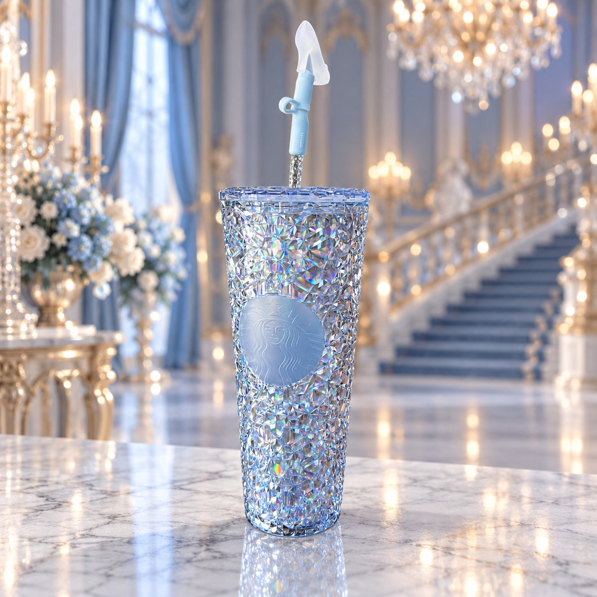 Starbucks Disney Cinderella 75th Anniversary Crystal Tumbler 24oz New Tag