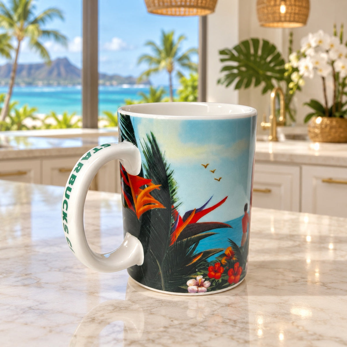 Starbucks Hawaii E Komo Mai Mug 14oz  Hula Girl Tropical EUC
