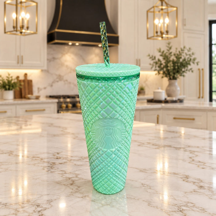 Starbucks Green Jeweled Tumbler Bling Cold Cup NWT