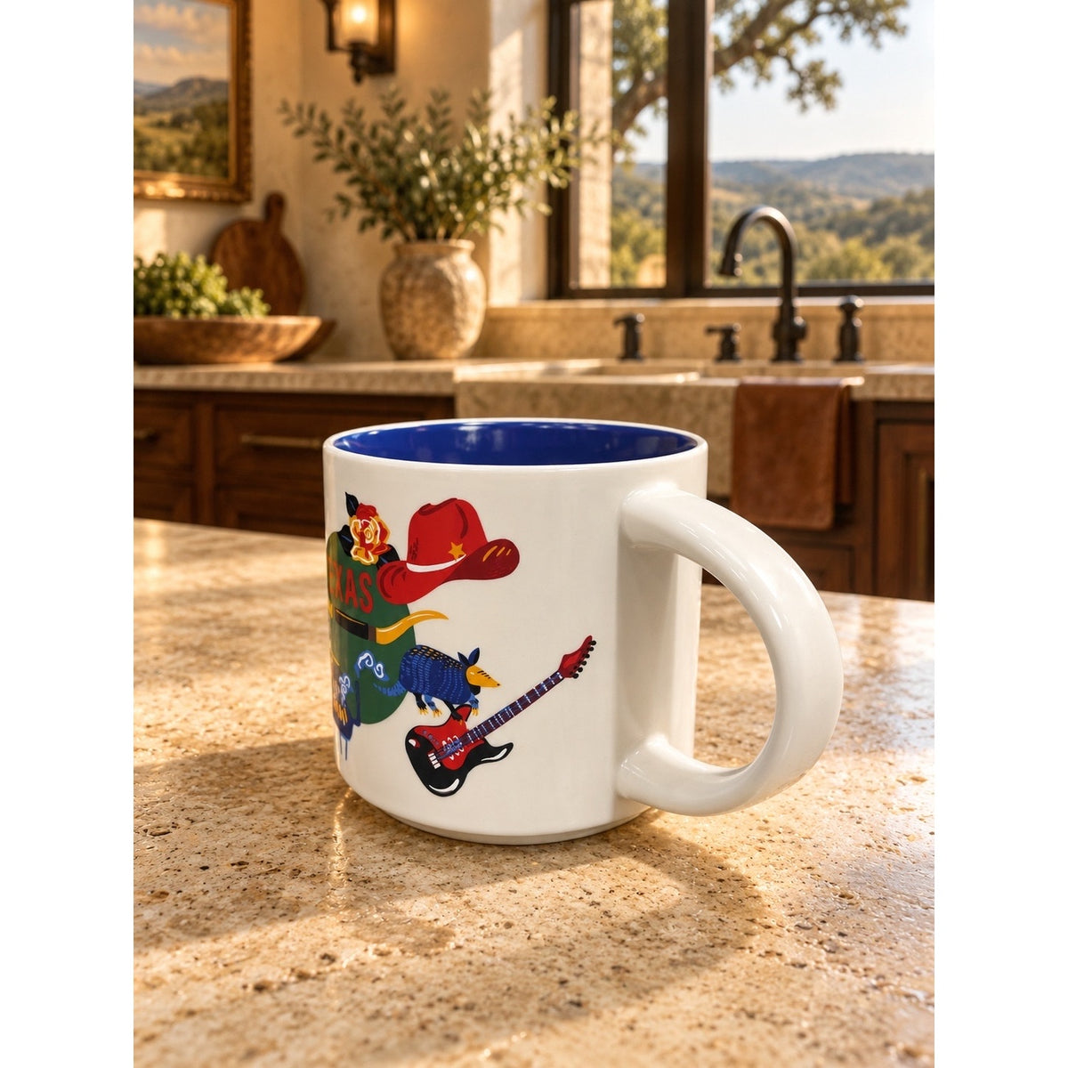 Starbucks Texas Discovery Series Mug 14 oz Cobalt Blue Interior
