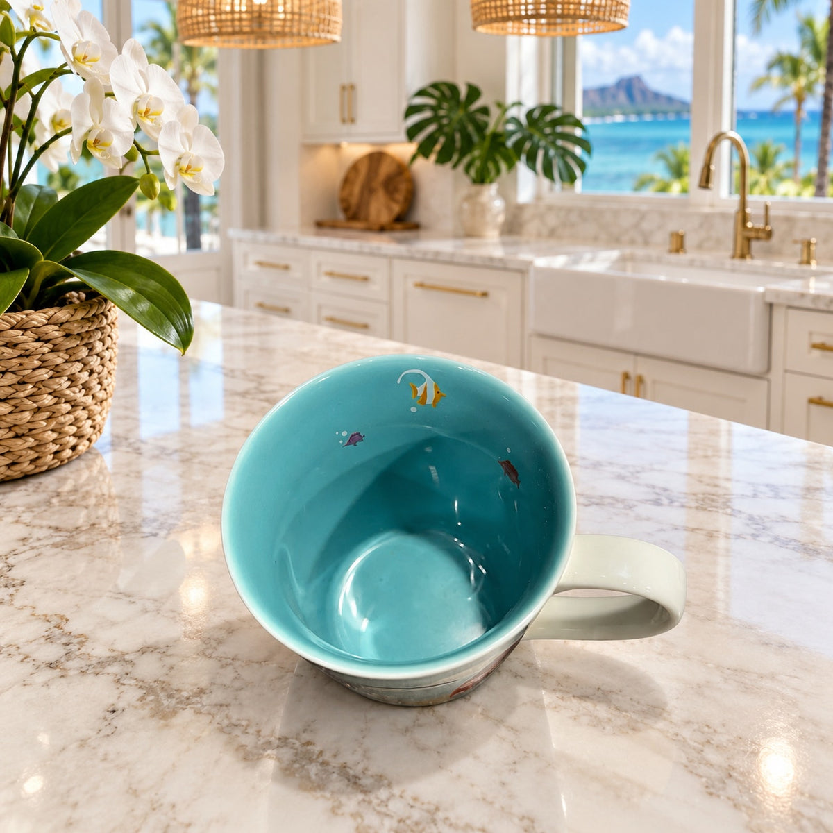 Starbucks Hawaii Surfboard Mug Beach Shark Turtle Coffee Cup