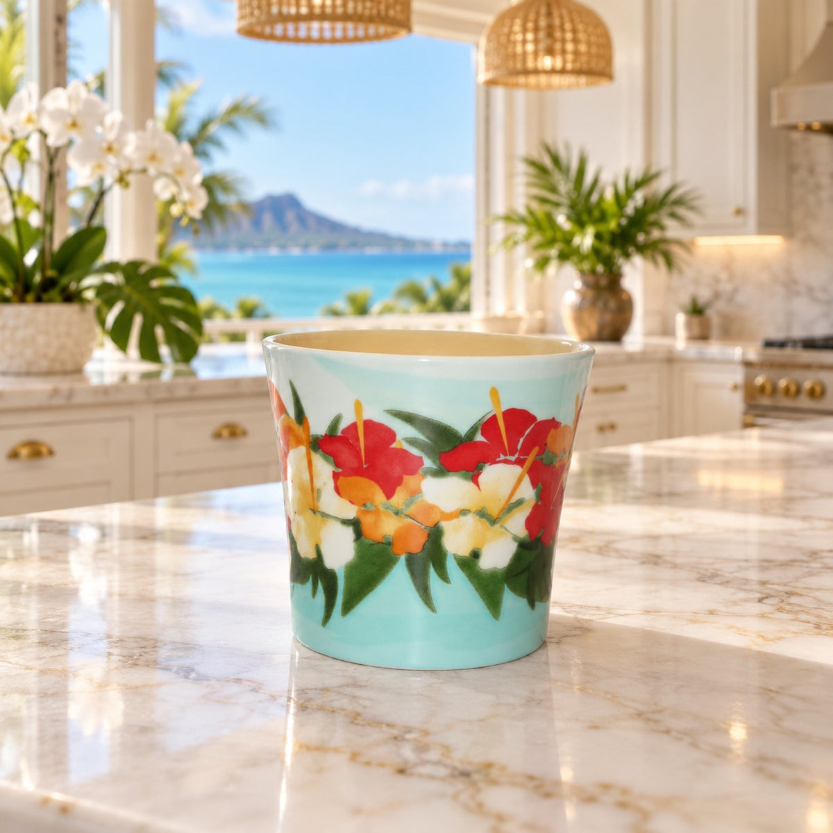 Starbucks Hawaii Hibiscus Flowers New Bone China Coffee Mug Tropical Cup