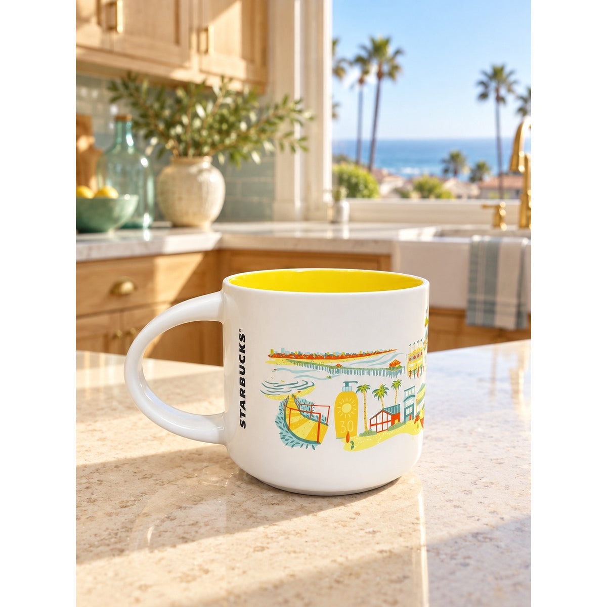 Starbucks Orange County Discovery Series Mug 14 oz Yellow Interior