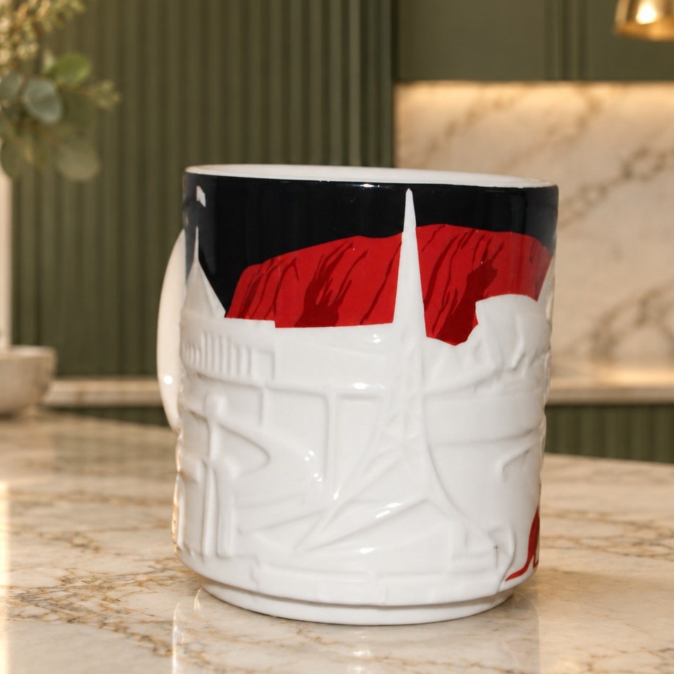 HTF Starbucks Australia 16oz Relief Mug Kangaroo Opera House EUC