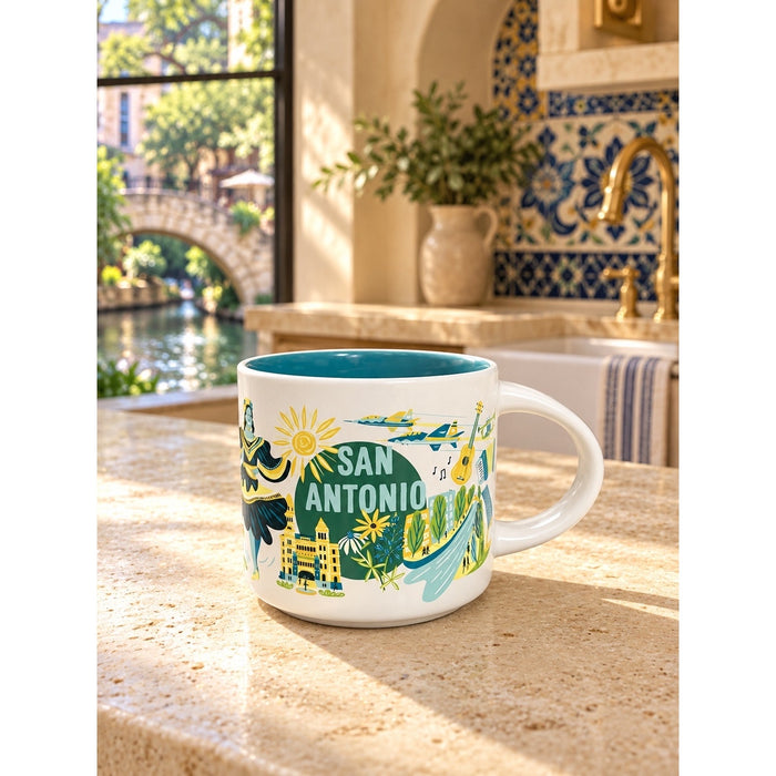 Starbucks San Antonio Discovery Series Mug 14 oz Teal Interior