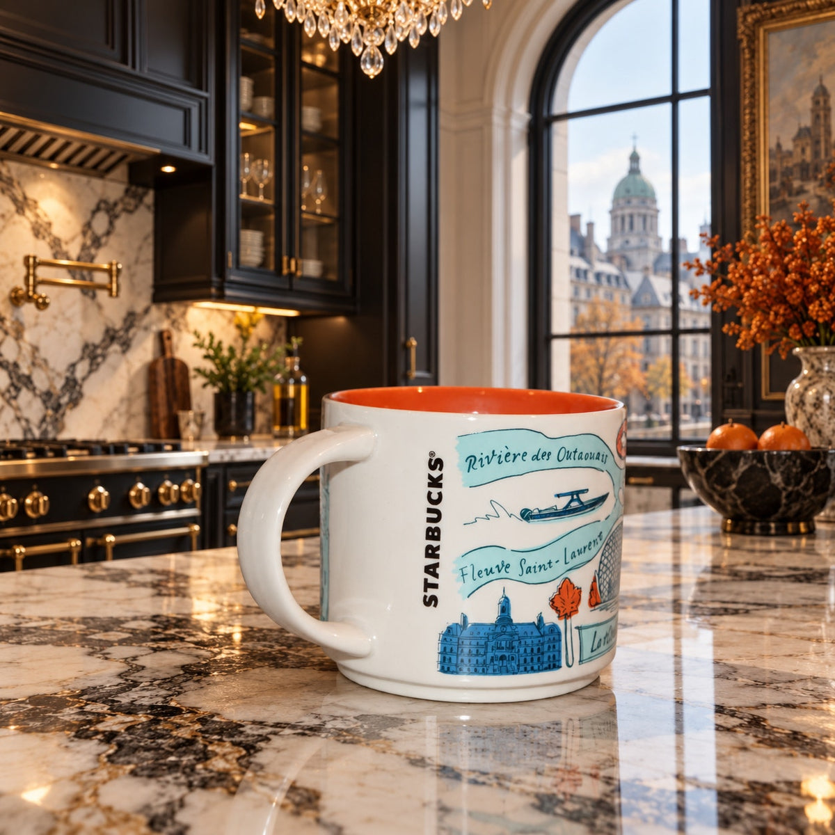 Starbucks Montreal Been There Series 14 oz Mug Orange Interior New w SKU