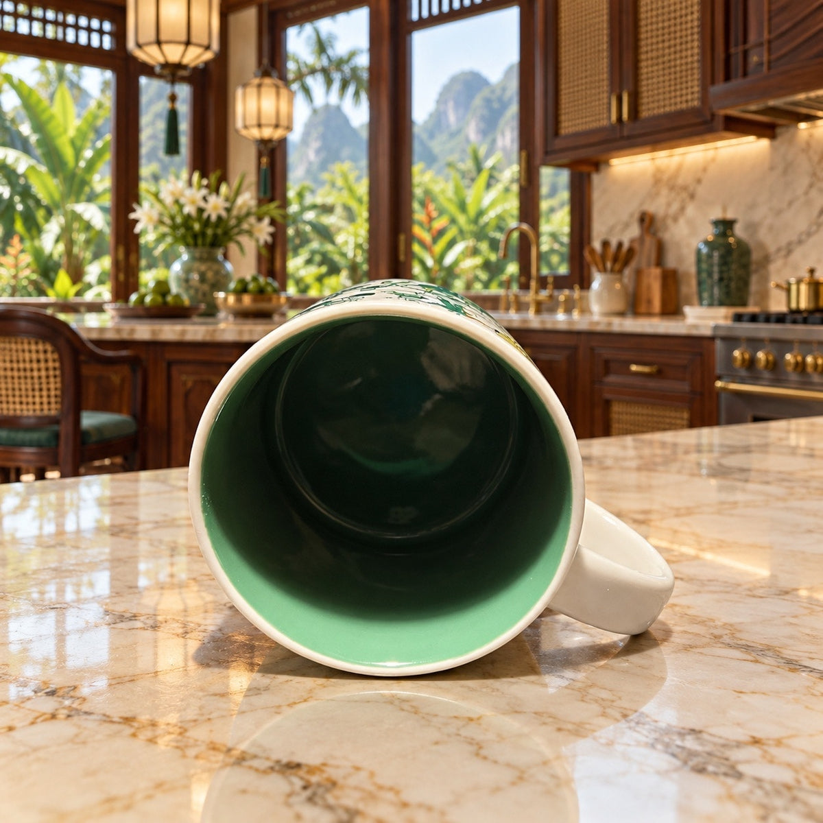 Starbucks Vietnam Been There Series Ceramic Mug Green Interior