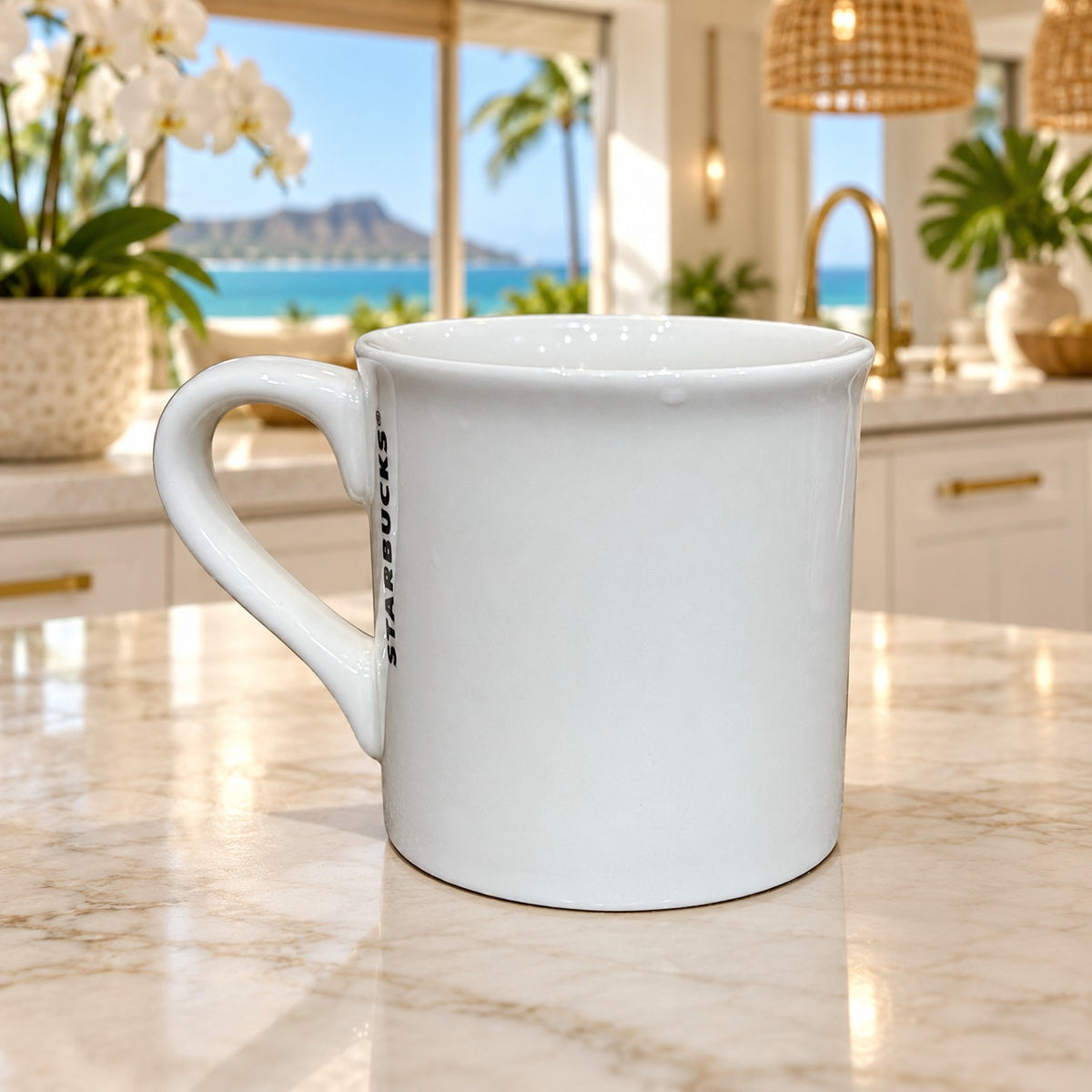Starbucks Hawaii Blue Wave Coffee Mug 14oz White Ceramic