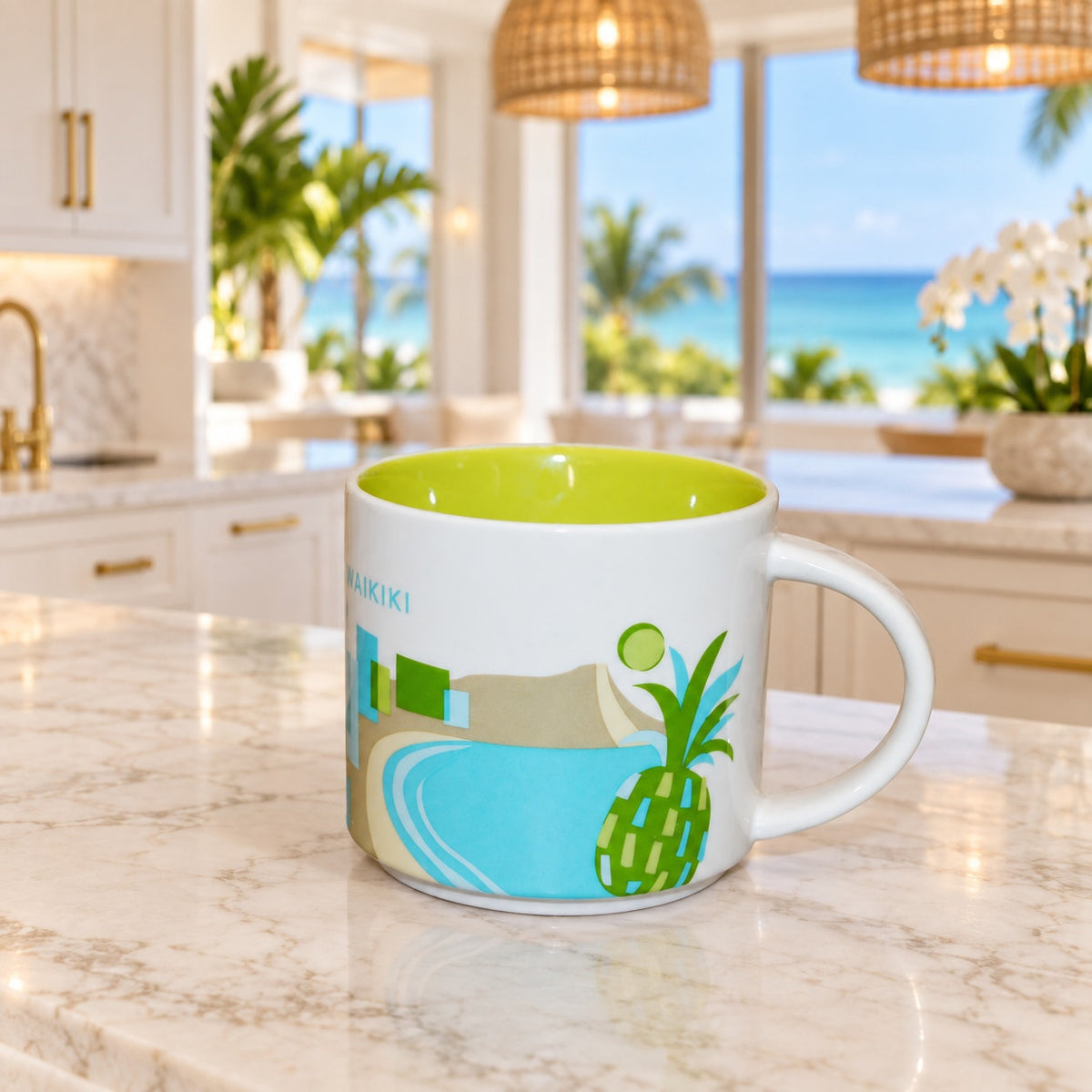 Starbucks Waikiki Hawaii You Are Here Collection YAH Coffee Mug Cup EUC