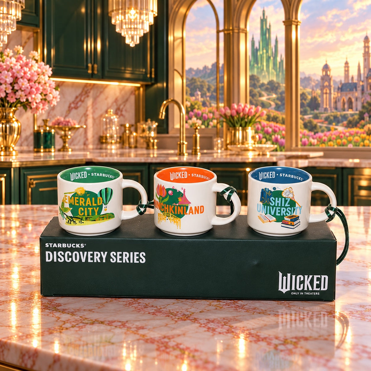 Universal Studios Wicked Starbucks Discovery Series 3 Mini Mug 2 Oz Ornament Set