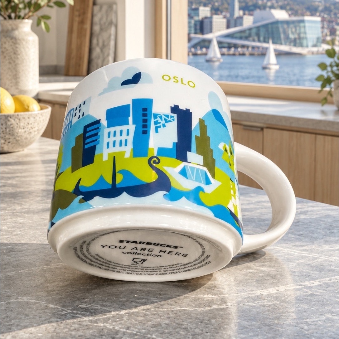 Starbucks Oslo You Are Here Series Mug 14 oz Blue Interior Staining