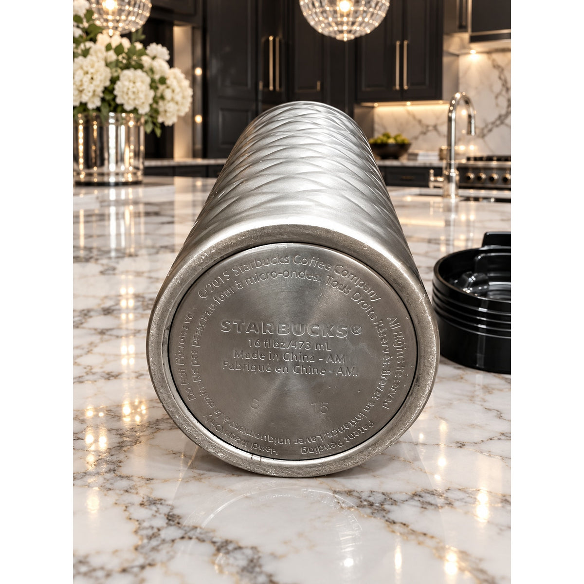 Starbucks Soft Touch Silver Quilted Stainless Tumbler 16 Oz 2015