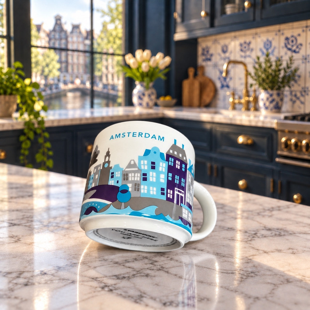 Starbucks Amsterdam You Are Here Mug 14 Oz Netherlands Aqua Interior YAH