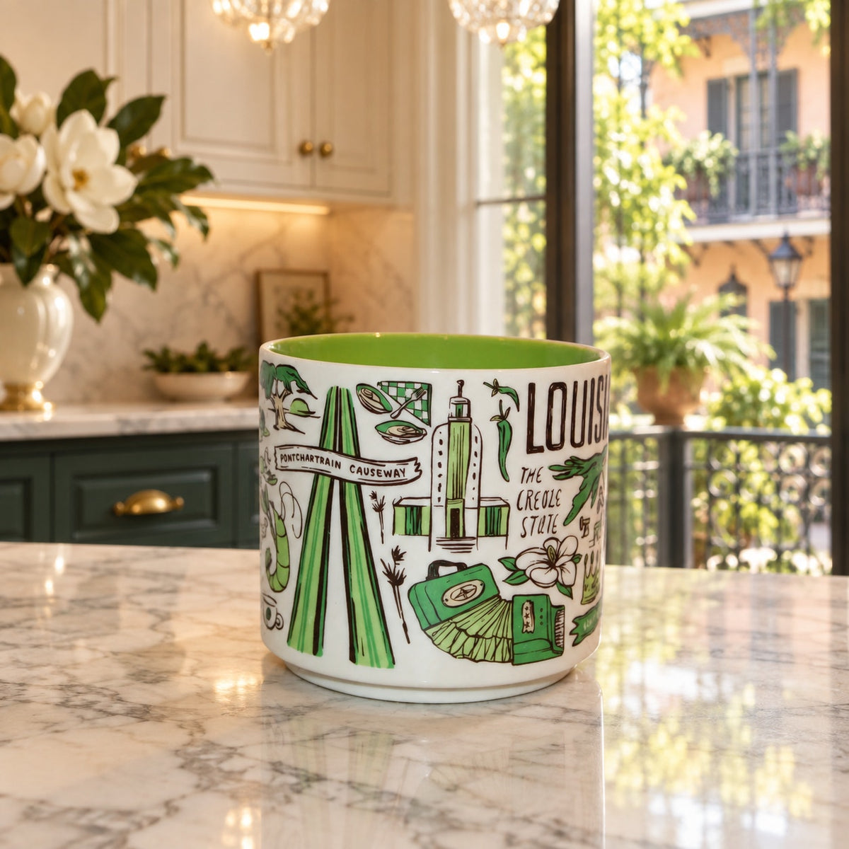 Starbucks Louisiana Been There Series Green Interior 14 oz Coffee Mug