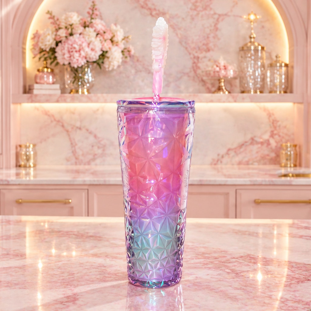 Starbucks Wicked Glinda Upland Pink Prism Cold Cup Tumbler 24oz NWT