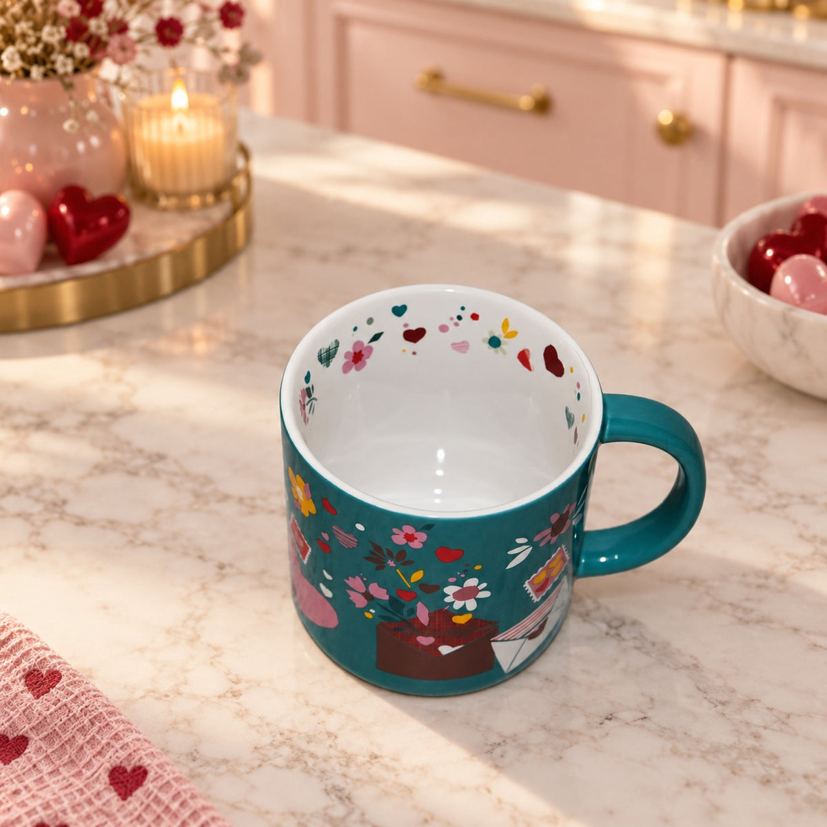 Starbucks Valentines Day 2023 Heart Coffee Mug 14oz Love Stamps EUC