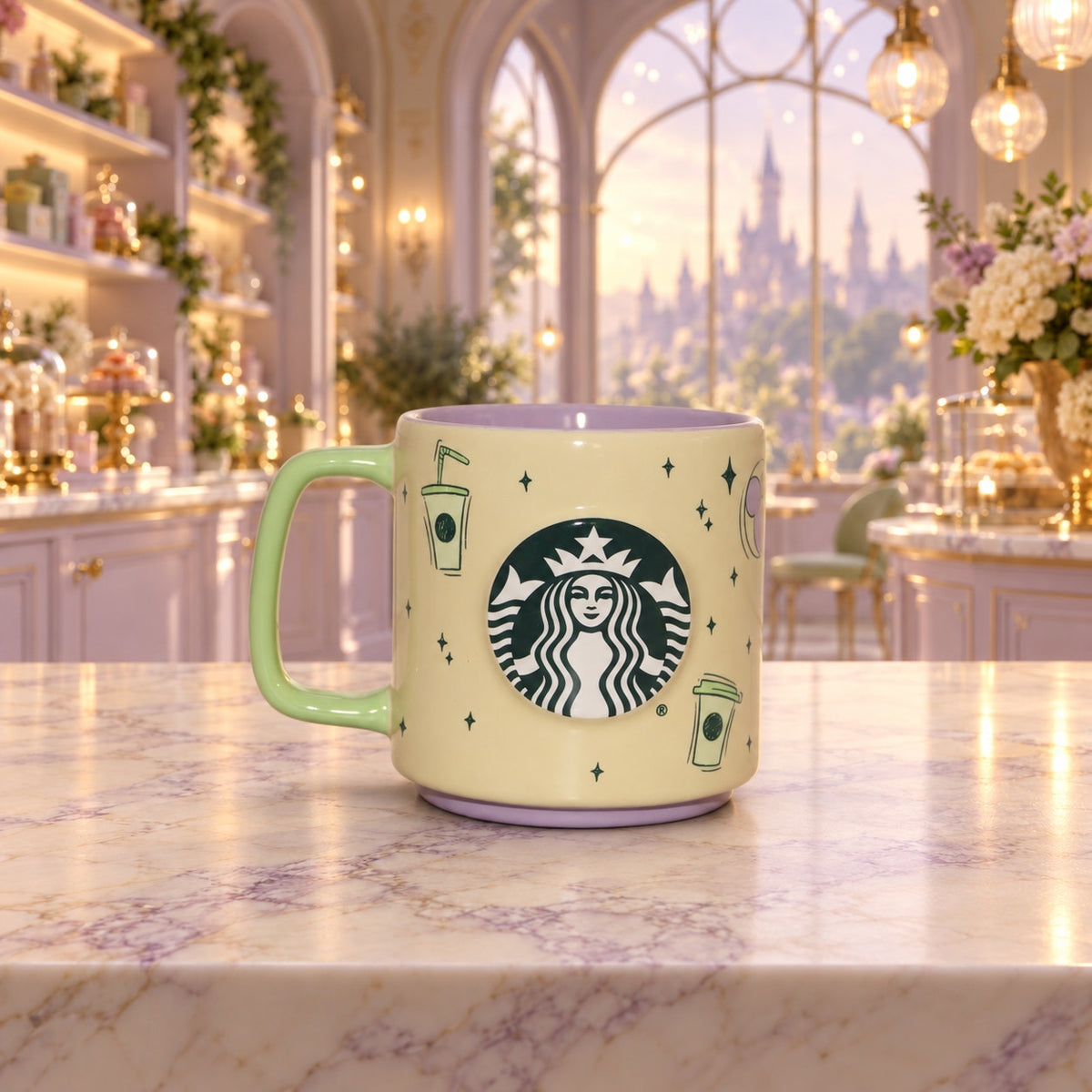Disney Parks Starbucks 2026 Summertime Castle Matcha Lavender Mug NEW 14oz