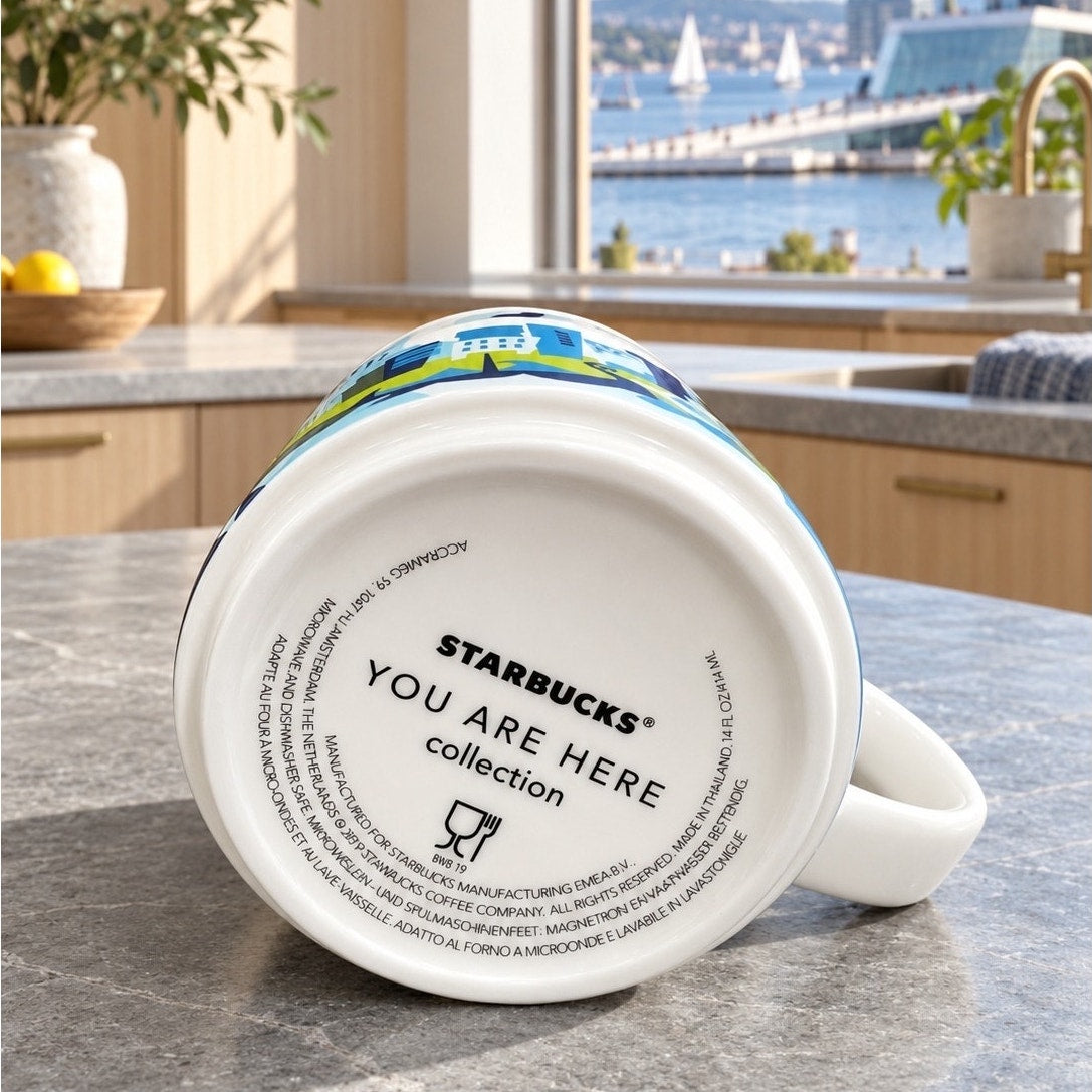Starbucks Oslo You Are Here Series Mug 14 oz Blue Interior Staining
