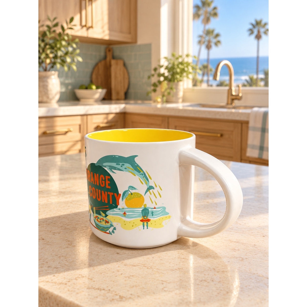 Starbucks Orange County Discovery Series Mug 14 oz Yellow Interior
