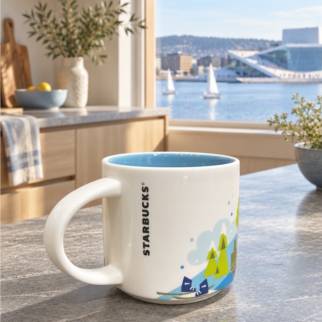 Starbucks Oslo You Are Here Series Mug 14 oz Blue Interior Staining