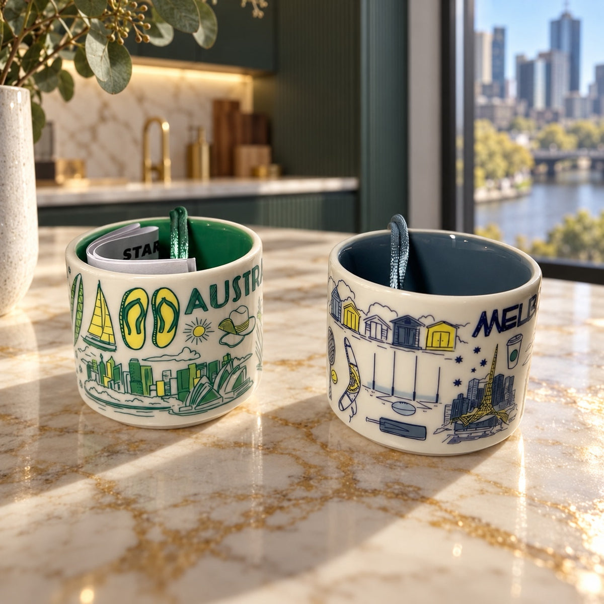 Starbucks Melbourne Australia 2oz Espresso Cup Set of 2 NWT