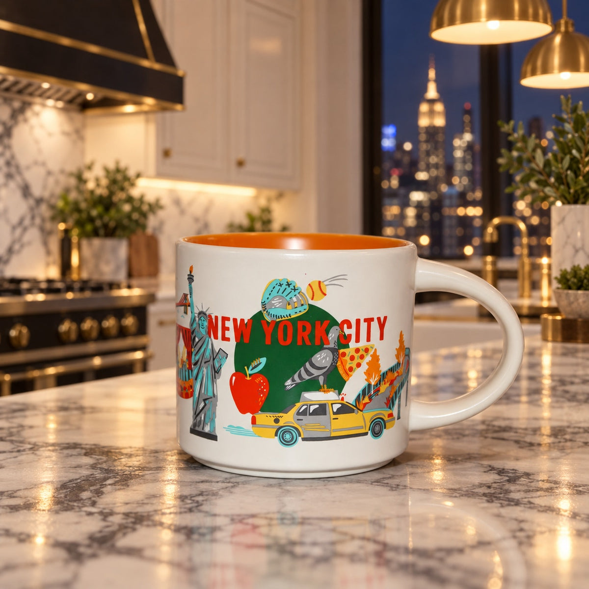 Starbucks New York City Discovery Series 14 oz Mug Orange Interior EUC 2024