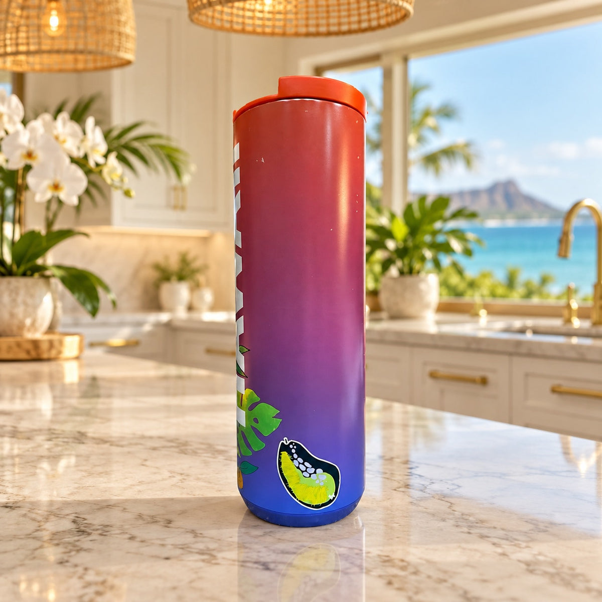Starbucks Hawaii Insulated Tumbler 16oz Palm Leaf Travel Cup READ