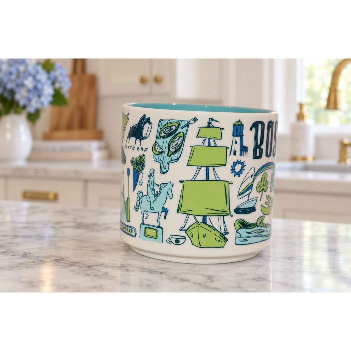 Starbucks Boston Been There Series 14 oz Mug Aqua Interior Massachusetts EUC