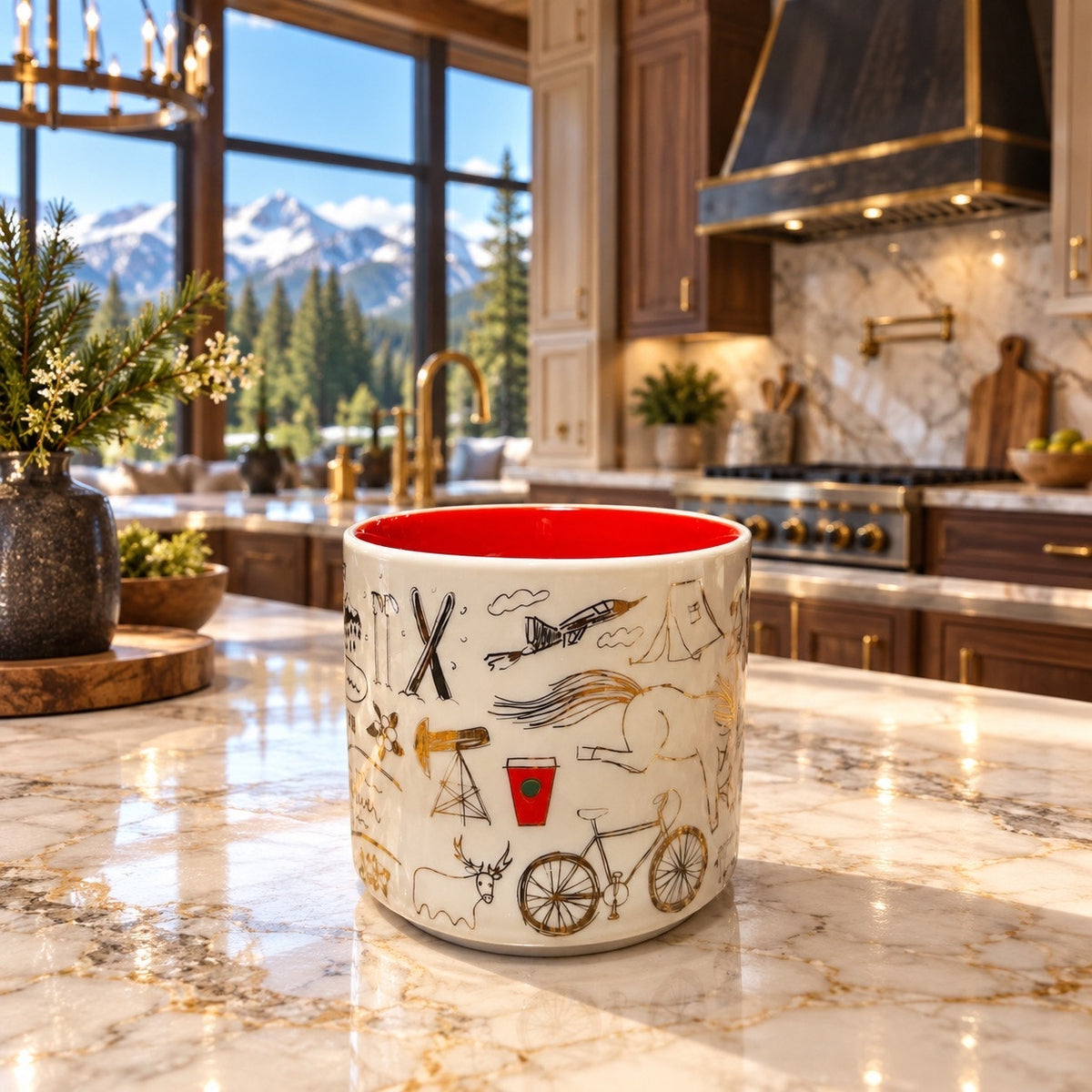 Starbucks Colorado Been There Series Ceramic Mug Red Interior