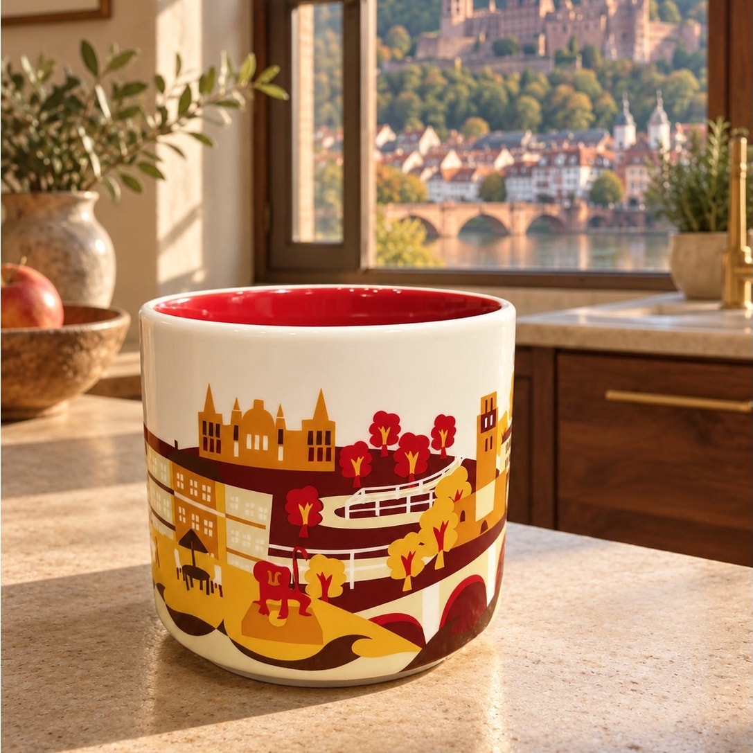 Starbucks Heidelberg Germany You Are Here Mug 14 oz Red Interior