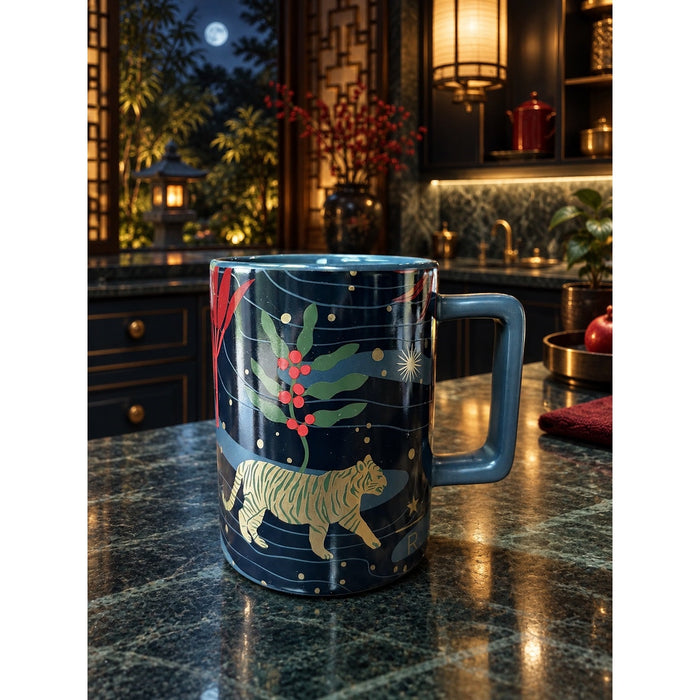 Starbucks Reserve Fable Tiger Bird Black Gold Ceramic Mug 12 Oz 2021