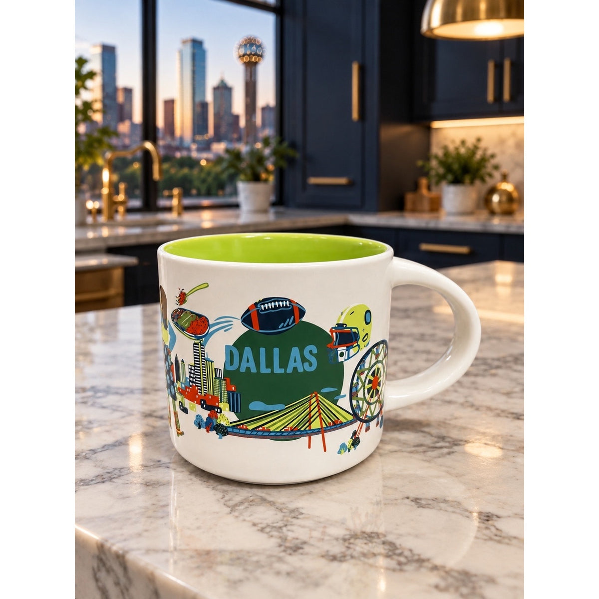 Starbucks Dallas Discovery Series Mug 14 oz Green Interior