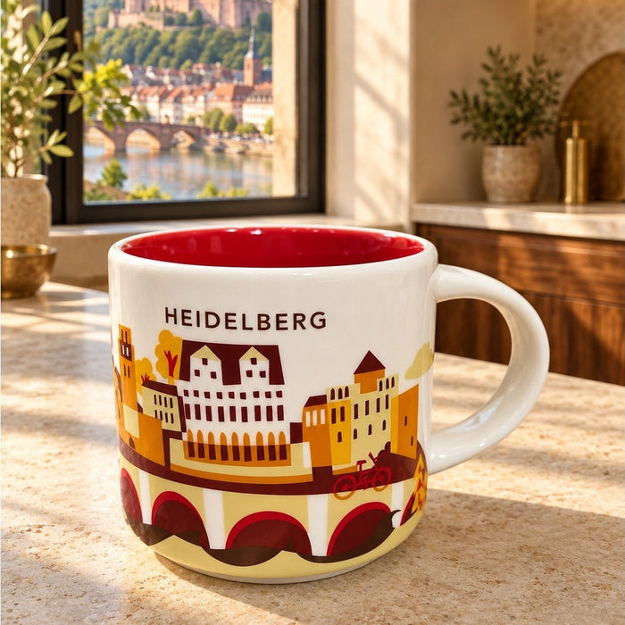 Starbucks Heidelberg Germany You Are Here Mug 14 oz Red Interior
