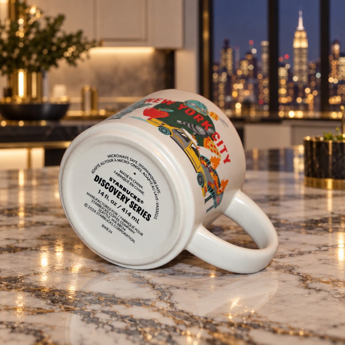 Starbucks New York City Discovery Series 14 oz Mug Orange Interior EUC 2024