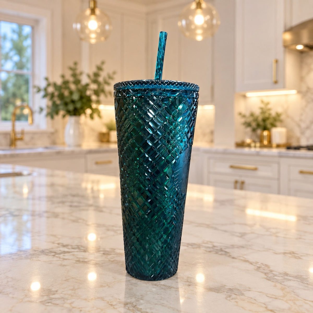 Starbucks Emerald Green Jeweled Tumbler 24 oz Holiday 2021 NWT