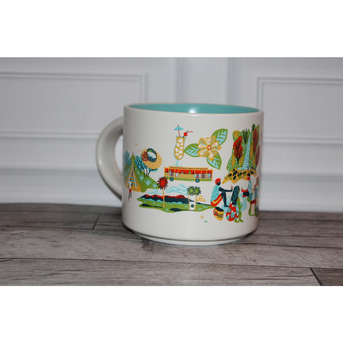 Starbucks Honolulu Hawaii Discovery Series 14 oz Mug Aqua Interior Coffee Cup