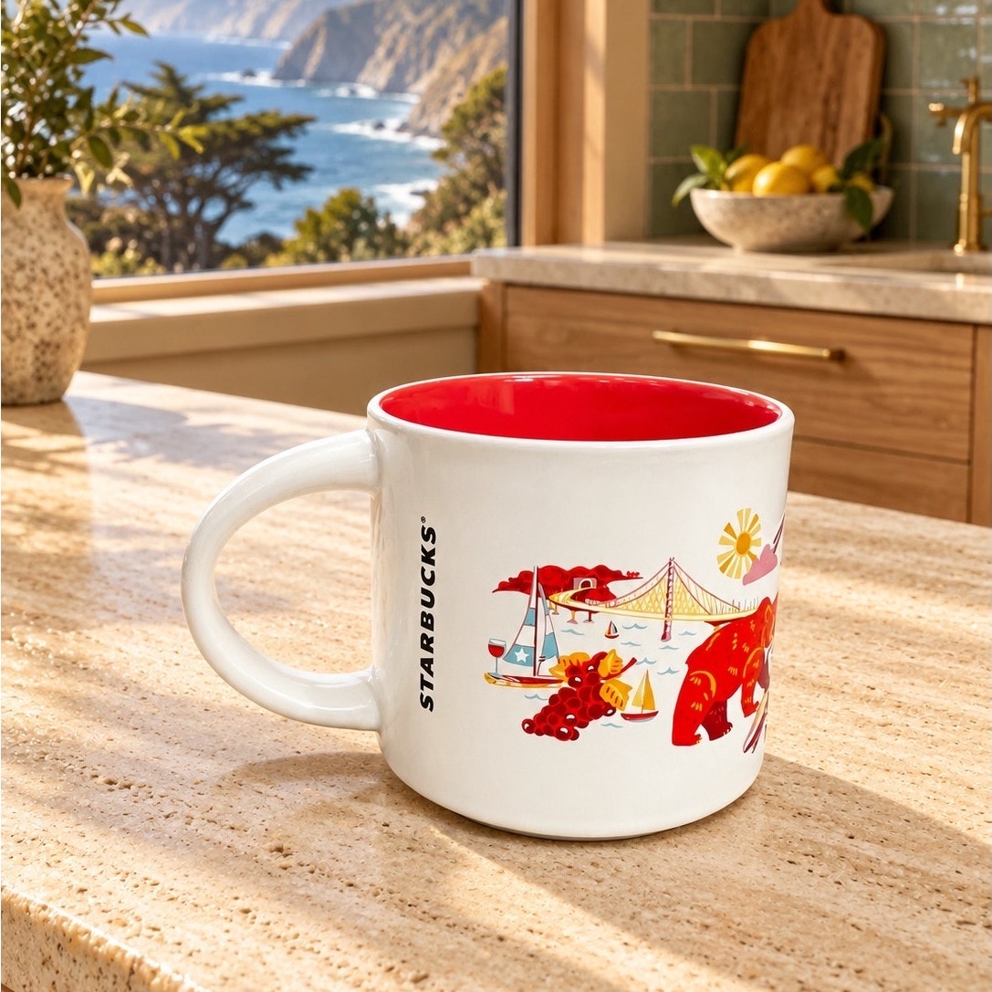 Starbucks California Discovery Series Mug 14 oz Red Interior EUC